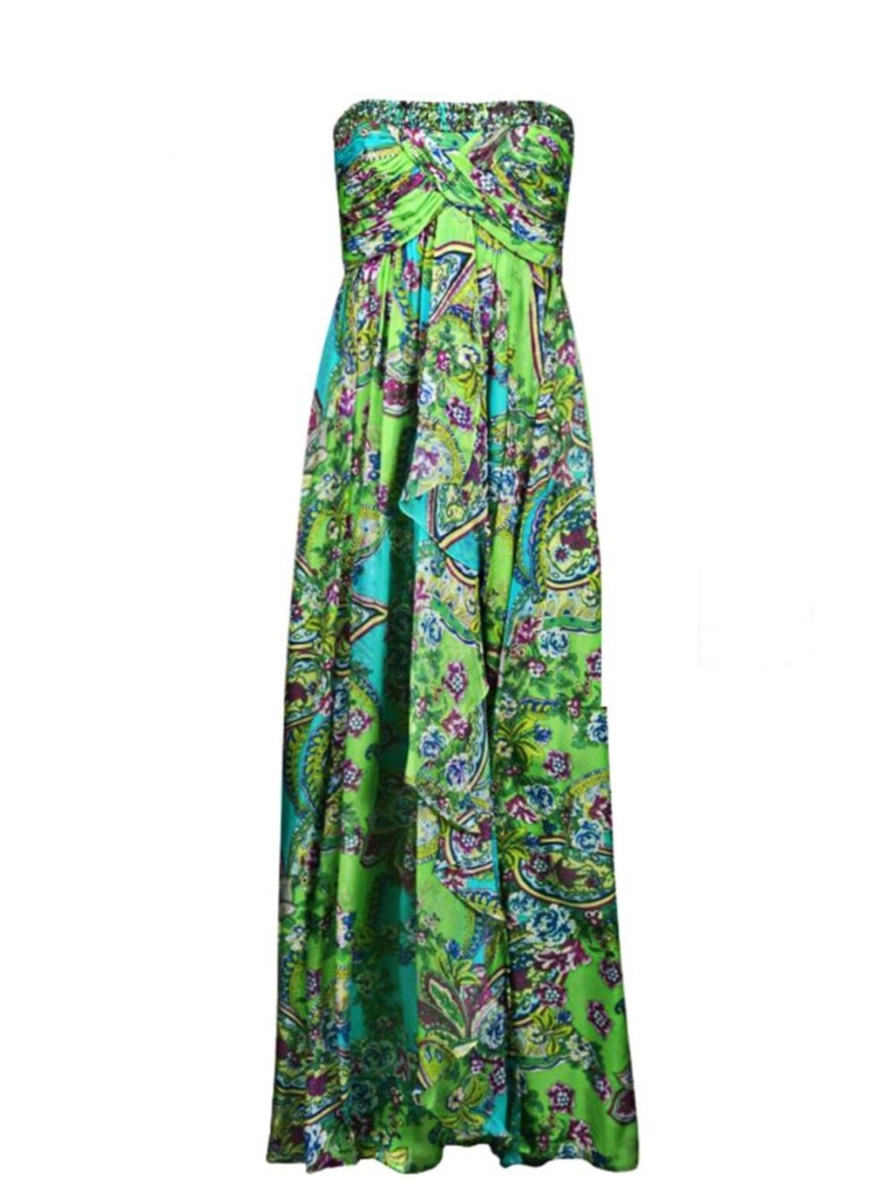 Decode 1.8 Strapless Draped Front Ruched Silk Chiffon Dress